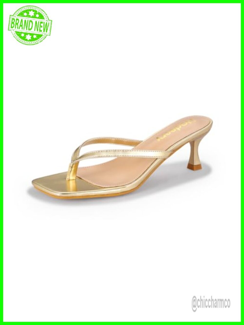 Women Kitten Heel Thong Sandals Square Toe Slip On Low Heel Dressy Sandals